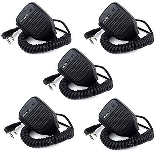 Retevis Funkgerät Lautsprecher Mikrofon, 2 Pin, Profi Lautsprecher mikrofon, Kompatibel mit Retevis RT24 RT27 RT668 RB669 H777H JUCJET/Radtel/Baofeng BF-88ST, UV-5R, UV-5RM, BF-88X, EP31 88E (5 STK)