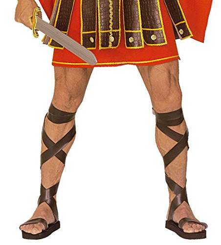 Braune Römersandalen Herren Römer Schuhe Lederoptik Gladiator Römerschuhe Centurion Römische Gladiatorschuhe Gladiatoren Sandalen Grieche Antike Mottoparty Accessoires Karneval Kostüm Zubehör