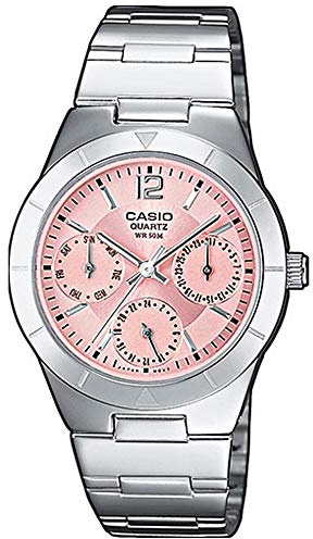 Casio Damen Analog Quarz mit Edelstahl Armbanduhr