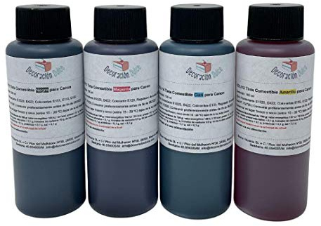 4 X Botellas de tinta comestible de 100ml para usar con impresoras Canon. Bramacartuchos, envío desde Madrid