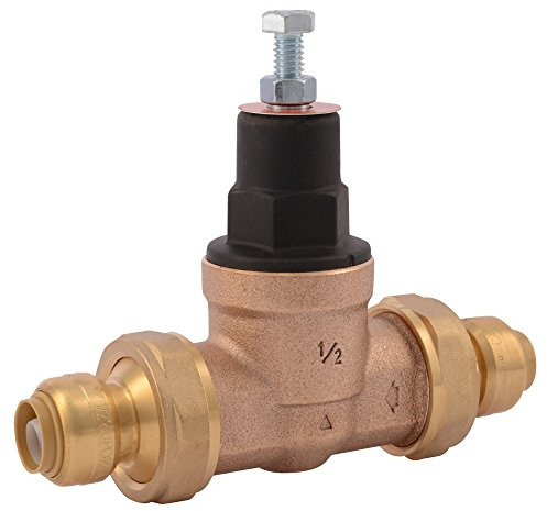SharkBite 1/2 Inch EB45 Double Union Pressure Regulating Valve (PRV), Push to Connect Brass Plumbing Fittings, PEX Pipe, Copper, CPVC, PE-RT, HDPE, 23893-0045