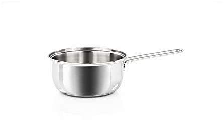 Barazzoni Casseruola manico lungo ø14 cm, Made in Italy, Capacità 0,9 lt, Acciaio Inox 18/10, Induzione+Gas. Triplo fondo. PFAS free. Linea Bonita