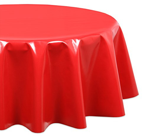 Wachstuchtischdecke OVAL RUND ECKIG Farbe u. Größe wählbar, Tischdecke Wachstuch abwischbar, Uni Einfarbig (Rund 120 cm, Rot)