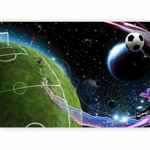 murando - Vlies Fototapete Kinderzimmer 200x140cm Foto tapete Schlafzimmer Wohnzimmer Vliestapete XXL Wandtapete Motivtapeten 3d Effekt Wand Dekoration - Kindertapete Fußball Erde Planeten Sportplatz