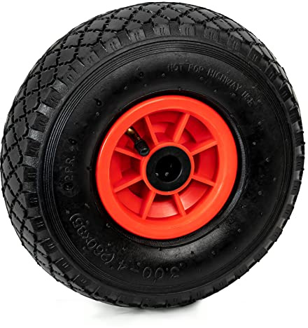 Grafner Sackkarrenrad Bollerwagenrad luftbereift, 3.00/3.00-4, Ø 260mm, 20 mm Achse, 80 kg Traglast, Kugellager, Sackkarren Bollerwagen Ersatzrad Luft Rad Reifen Gartenwagen Karre