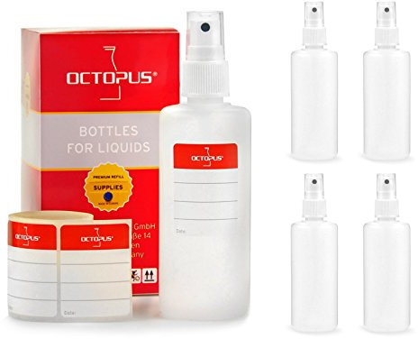 Octopus 5 x 100 ml bottiglie plastica di HDPE con atomizzatore