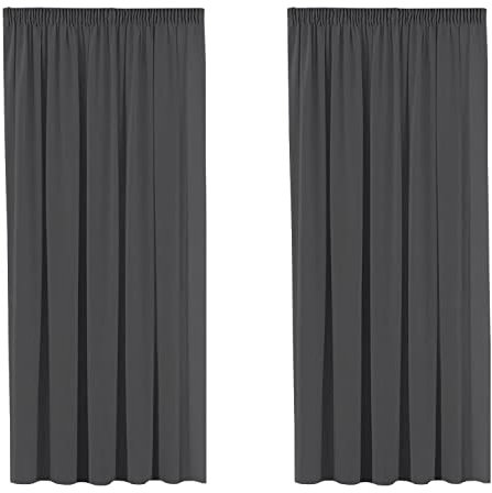 H.Versailtex 2 Pieces Blackout Pencil Pleat Curtains Draperies Room Darkening Thermal Insulated Energy Saving Drapes for Living Room with Two Free Tiebacks - Charcoal Grey, 46 by 54