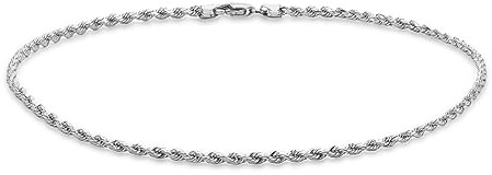 Carissima Gold Unisex Hollow Diamantschliff Rope Fußkette 9k(375) 2mm