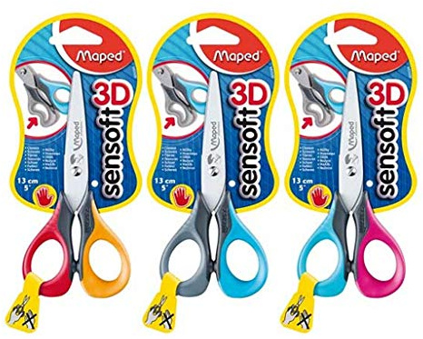 Maped - Sensoft 3D 1 x forbici rosa & blu per mancini 13 cm