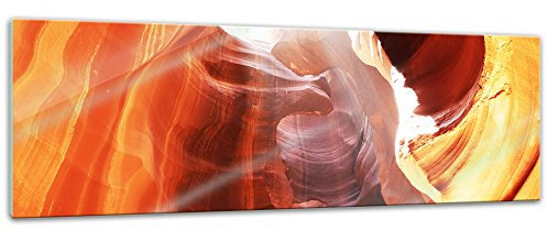 Glasbild - Antelope Canyon - Arizona USA II - 120x40 cm - Deko Glas - Wandbild aus Glas - Bild auf Glas - Moderne Glasbilder - Glasfoto - Echtglas - kein Acryl - Handmade