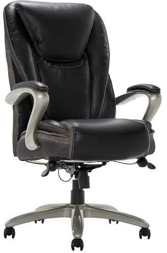 Serta® Smart Layers™ Hensley Big & Tall Ergonomic Bonded Leather High-Back Office Chair, Black/Silver