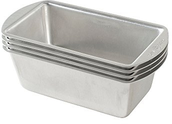 Nordic Ware Natural Aluminum Commercial Mini Loaf Pans, Four 2-Cup Pans