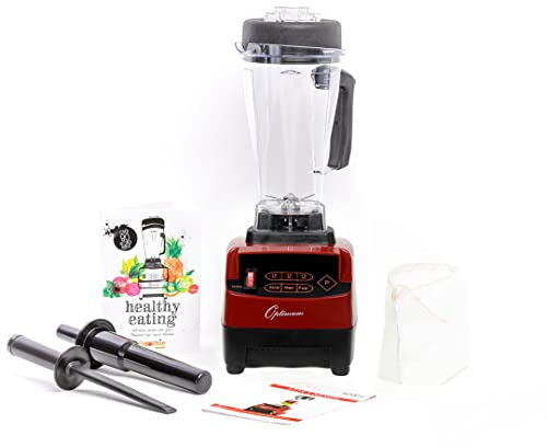 Optimum 9200A (2ème Gen) Vortex Blender de haute performance, 2611 watts, 3CV, Récipient de 2L avec bloc de 6 lames, domestique et commercial (Rouge)