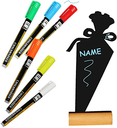 alles-meine.de GmbH 1 Stück Kreidestift - Neon GELB - dünn bis 2 mm/abwischbar & wasserfest - für Fast ALLE Materialien/flüssig - Kunststoff - z.B. Tafel & Fenster/Me..