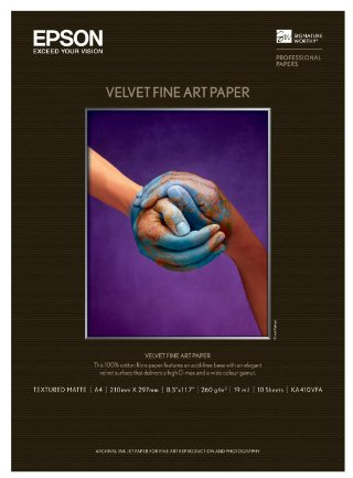 Epson Epson Velvet Fine Art Paper KA410VFA, A4 Size, Pack of 10