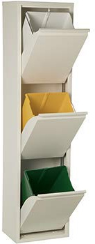 DRW Poubelle de Recyclage Vertical en métal Blanc Mat 135 x 33 x 25 cm