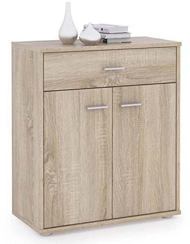 CARO-Möbel Kommode Sideboard Schrank Tommy in Sonoma Eiche, Anrichte mit 1 Schublade und 2 Türen