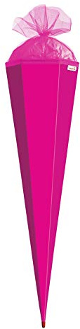 ROTH Bastelschultüte 85cm pink sechseckig - Schultüte mit Stabiler Rot(h)-Spitze mit Tüll-Verschluss