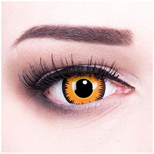 Funnylens 1 Paar farbige Crazy Fun Orange Werewolf Jahres Kontaktlinsen. Perfekt zu Halloween, Karneval, Fasching oder Fasnacht mit gratis Kontaktlinsenbehälter ohne Stärke!