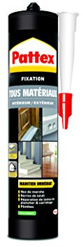 PATTEX Colle Fixation Tous Matériaux, colle blanche, colle polymère pour fixation en intérieur et extérieur - Cartouche 450g, Blanc