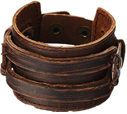 MULBA Brown Armband aus Leder, Antik-Optik, Herren, Lederarmband, handgefertigter Schmuck, Sl2256, Einheitsgröße, Leder, ohne Stein, Einheitsgröße, One Size, Leder, Ohne Stein