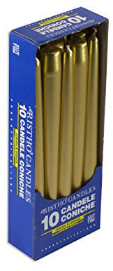 10 Candele coniche Cereria Di Giorgio Ø 2,2 cm h. 25 cm - Candele decorative per la casa – Colore Oro – Durata 7 ore – Inodore – Cera vegana naturale – Made in Italy