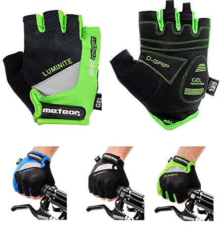meteor Cykelhandskar Gym Anti Slip Grip Justerbar Cykelracing Cykel Bmx Mtb Viktlyftning Fitness Light Silikon Pad Tillbehör Ridning Män Kvinnor Barn (XL, Grön)