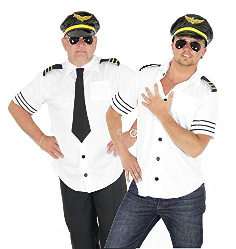 Foxxeo Piloten Kostüm für Herren Pilot Karneval Fasching Pilotenkostüm weiß Sexy Größe M-XL