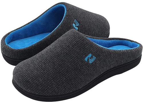 RockDove Men's Original Two-Tone Memory Foam Slipper, Size 6/7 UK Men, Dark Grey and Blue