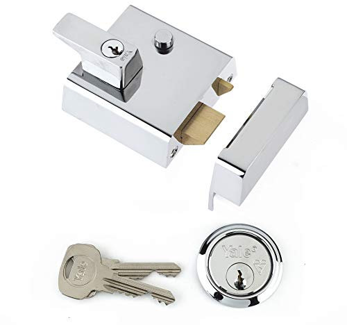 Yale P-1-CH-CH-60 - Double Locking Nightlatch - 60mm - Chrome Finish - High Security Can Be Locked From Inside With Key