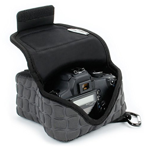 USA Gear FlexARMOR X DSLR SLR Camera Case Sleeve with Deluxe Padded Neoprene Protection, Carabiner Clip and Accessory Storage - Compatible with Nikon D3100, Canon EOS Rebel SL2, Pentax K-70 and More