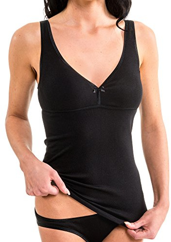HERMKO 17580 Débardeur Femme avec Soutien-Gorge intégré, Couleur:Noir, Taille:54/56 (XXL)