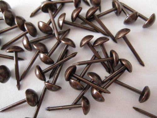 100 Small 6mm Upholstery Nails Furniture Studs PINS Antique on Steel