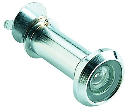 Alpertec Türspion mit VERSCHLUSSKAPPE in Messing chrom, OPTIK 180 grad für alle Wohnungseingangstüren geeignet Drückergarnitur Türdrücker Türbeschläge, 36040150K1