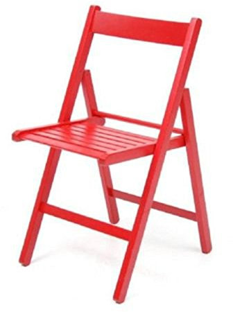 4 sedie pieghevole sedia birreria in legno verniciato VARI COLORI richiudibile per campeggio casa e giardino (ROSSA)