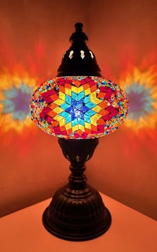 Samarkand - Lights Mosaiklampe Mosaik - Tischlampe L Stehlampe orientalische Mosaiklampen ORANGE - BLAU STERN