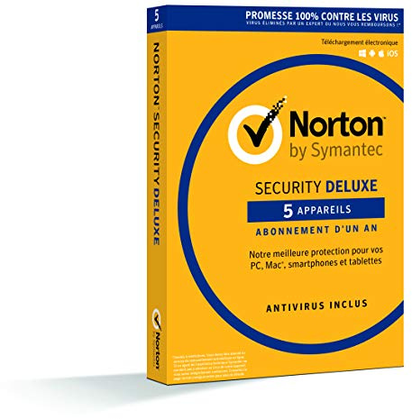 NortonLifeLock Security Deluxe 2018 - Antivirus 1 an pour PC, Mac, smartphone ou tablette, sous Windows, Mac OS, Android ou iOS - 5 appareils - Envoi postal