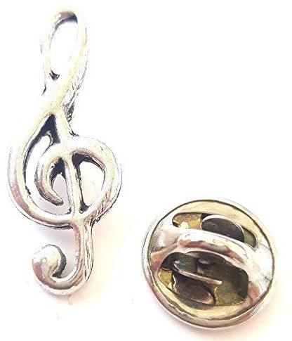 Emblems-gifts Anstecknadel mit Violinschlüssel-Note, handgefertigt aus massivem Zinn in Großbritannien, Anstecknadel + 59 mm Button + Geschenkbeutel
