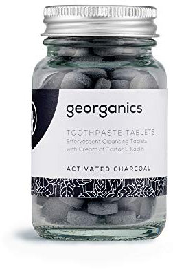Georganics Mineral Toothtablets - Natural Effervescent Cleansing Tablets with Kaolin Clay - Vegan, SLS, Cruelty and Fluoride Free - Charcoal - 120 Tablets