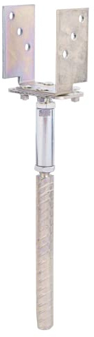 Alberts 219901 U-Pfostenträger | höhen- und breitenverstellbar und zum Einbetonieren | galvanisch verzinkt, dickschichtpassiviert | Breite 71 - 161 mm | Höhenverstellung um 60 mm | Betonanker 250 mm