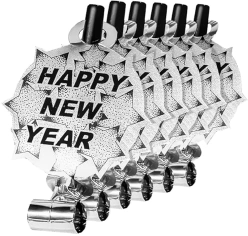W WIDMANN MILANO Party Fashion - Partytröten 6 Stück 25 cm | Happy New Year, Partyzubehör, Accessoire für Silvester und Neujahr