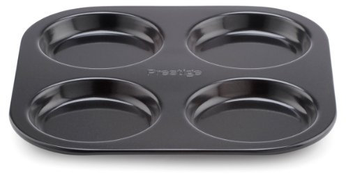 Prestige Inspire Brötchen Backform - Backblech mit 4 Mulden für Burger Buns, Brownie oder Yorkshire Pudding - Antihaftbeschichtung - Robuster Kohlenstoffstahl - 31 x 25 x 2cm