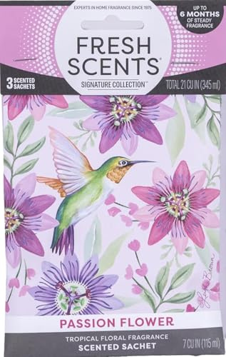 Fresh Scents Scented Sachets - Passion Flower, Lot of 6 by Fresh Scents