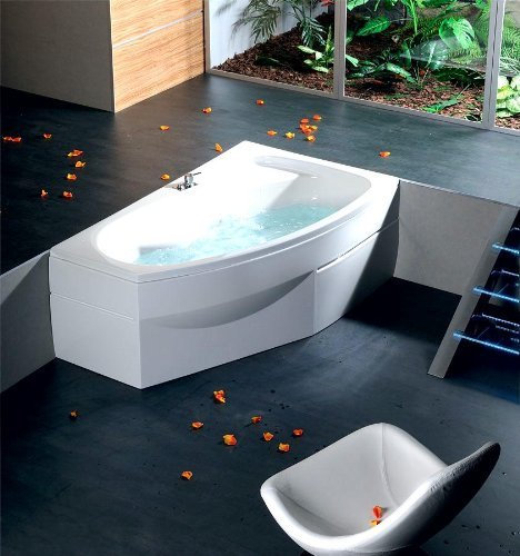 Raumsparwanne Mamba 160x95cm + Schürze + Wannenfüssen, Ausführung Rechts
