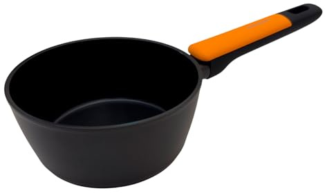 Fackelmann Soft Cazo Antiadherente 18 cm, Aluminio Forjado, Revestimiento Cerámico Greblon Libre de PFA, Apta para Inducción, Vitro, Gas y Horno, Mango Soft Touch Resistente al Calor, 1 ud.