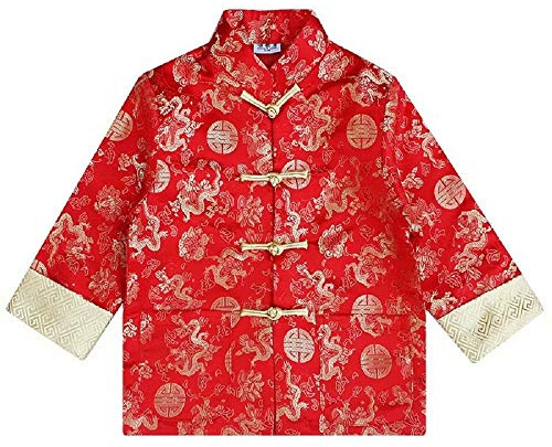 Hooyi Costume Chinois Tang Vêtements pour Garçons Veste Rouge Traditionnelle CNY Tenue Dragon Tops Enfants Hanfu Manteau