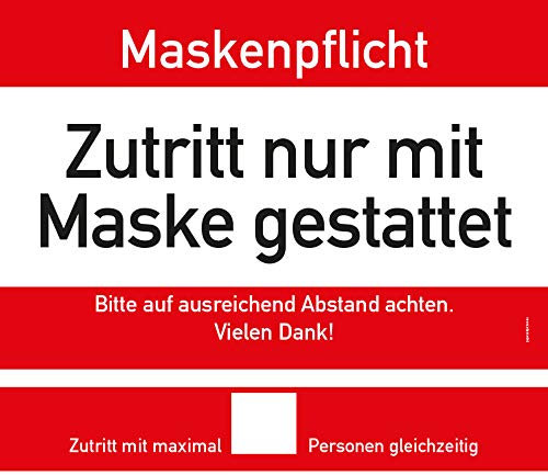 Hinweisschild Maskenpflicht Motiv DIN-Schrift 30 x 20cm Kunststoff
