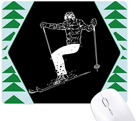 sport d'hiver ski de fond noir patron tapis de souris green pine tree tapis en caoutchouc