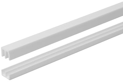 1/8 Panel Sliding Door Track - 48 White Plastic Upper & Lower Set, USA Made, Pack of 1 - Outwater