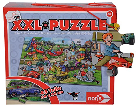 Noris Big Bobby Car 606032051 - Puzzle XXL con 45 pezzi, 2 motivi 50 anniversari (dimensioni totali: 64 x 44 cm), per bambini dai 3 anni in su